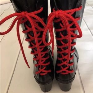 Hunter wedge lace up rain boots 8m/9f